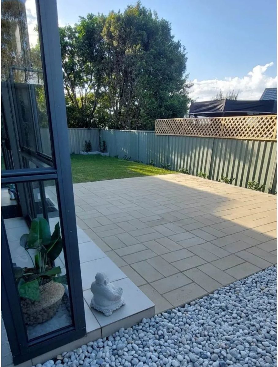 garden makeover after laying paving a whole new outdoor area